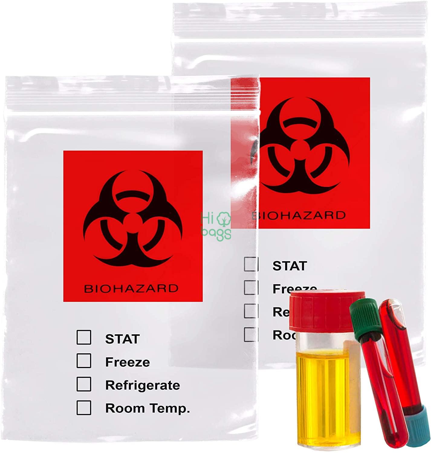 Biohazard 3 Wall Specimen Bags Zipper Biohazard Lab Bags M